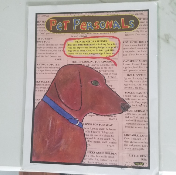 Doug Nap Other - NWT Dachshund Doug Nap "Pet Personals" Art Print